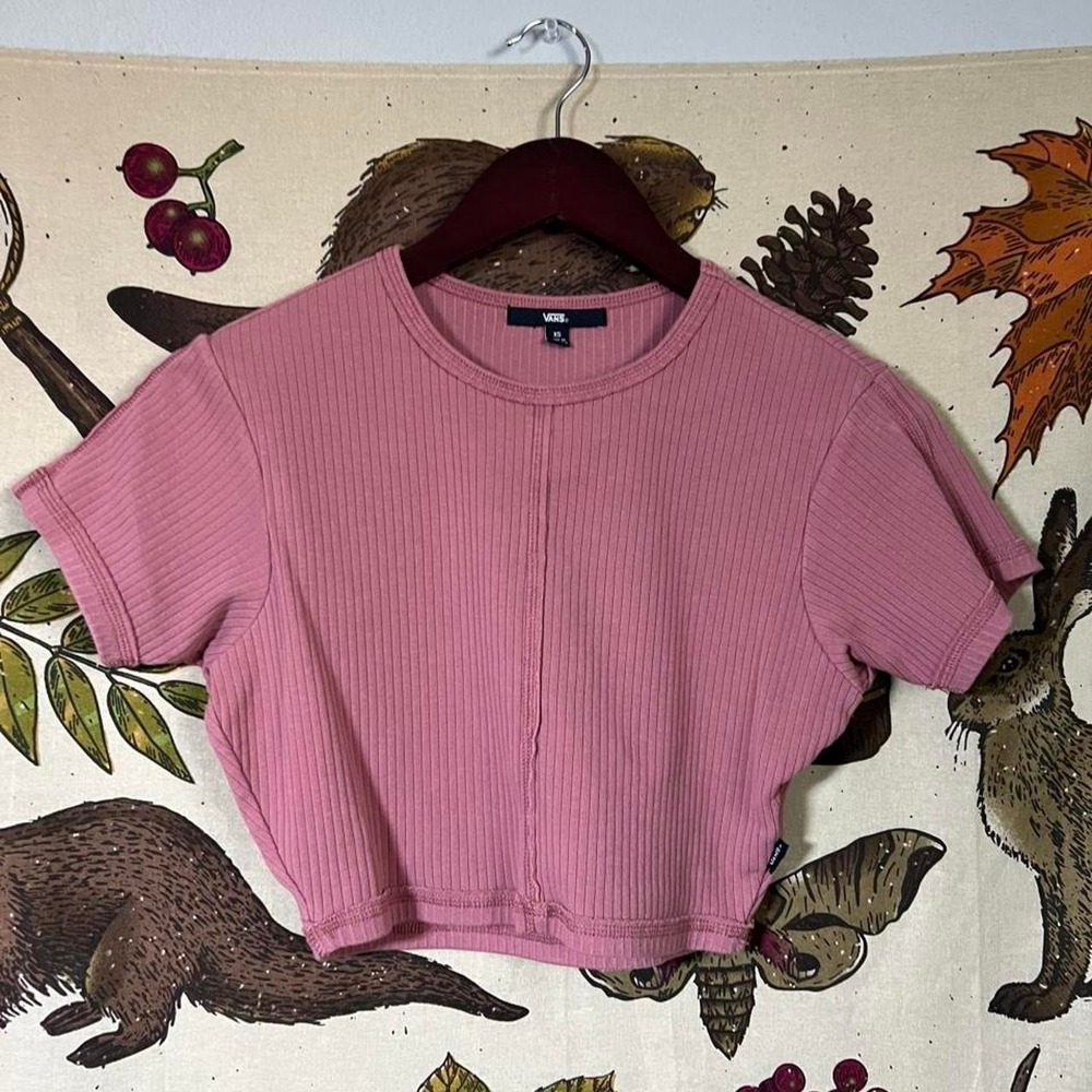 Vans pink ribbed crop t shirt